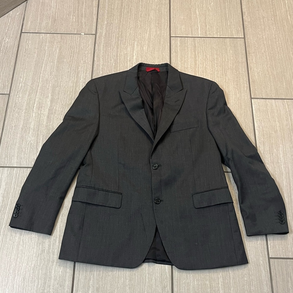 Alfani Men's Charcoal Gray Two-Button Suit Jacket 42S